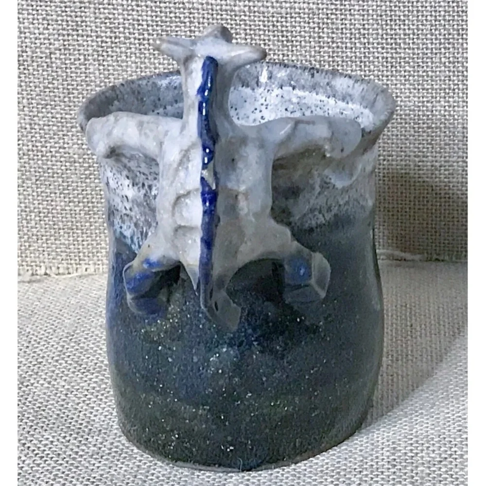 Horse Creamer Art Pottery Blue Cream Cottage Farm Core Farmhouse AS IS READ